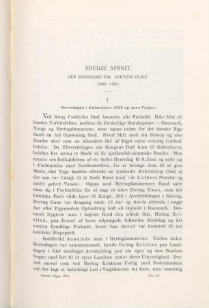 Tredje Afsnit. Den Kongeløse Tid. Grevens Fejde. (1533-1536.)