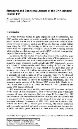 Structural and functional aspects of the DNA binding protein FIS