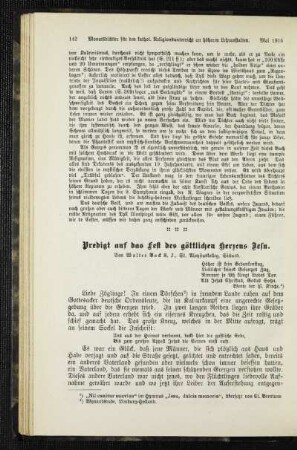 Predigt auf das Fest des göttlichen Herzens Jesu