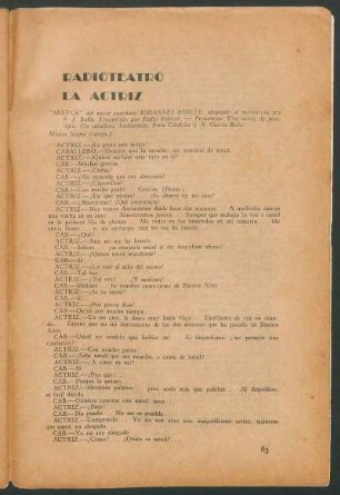 La actriz : Radioteatro