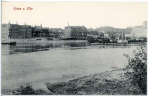 Riesa. Elbansicht mit Dampfer Pillnitz