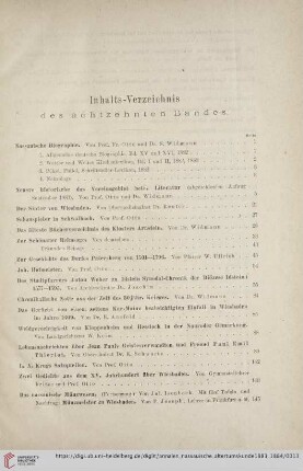 Inhalts-Verzeichnis des achtzehnten Bandes
