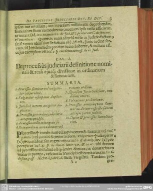 Cap. I. De processus judiciarii definitione nominali & reali ejusque; divisione in ordinarium & summarium