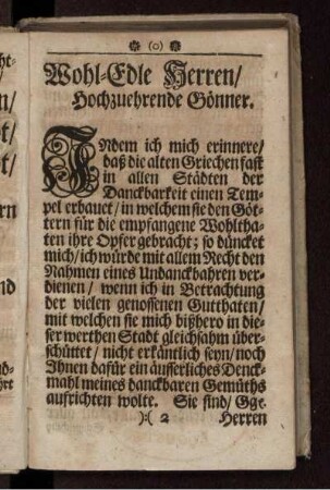 Wohl-Edle Herren / hochzuehrende Gönner