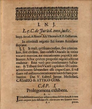 Exercitatio Iuridica De Examine Vetito ad L. 5. C. de iurisd. omn. iud.