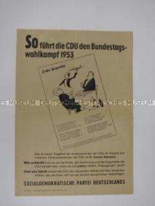 Propagandaschrift der SPD zur Bundestagswahl 1953 mit Polemik gegen die Wahlkampfführung der CDU
