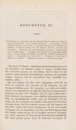 Hoofdstuk XX. Beschikkingen en voorstellen van den Generaal-Majoor Cochius als Gouvernements-Commissaris voor Sumatra's Westkust ...