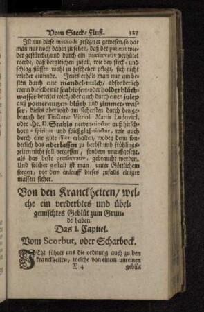 Das I. Capitel. Vom Scorbut, oder Scharbock.