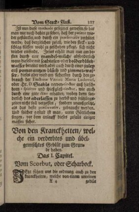 Das I. Capitel. Vom Scorbut, oder Scharbock.