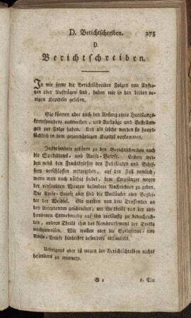 D. Berichtschreiben