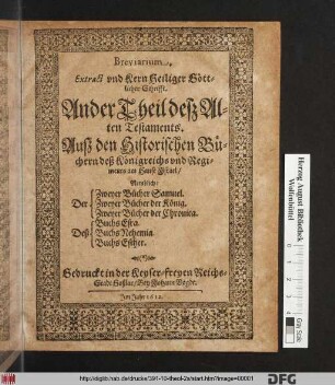 Auß den Historischen Büchern deß Königreichs und Regiments am Hause Israel ...