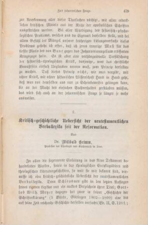 479-515 Kritisch-geschichtliche Uebersicht der neutestamentlichen Verballexika seit der Reformation