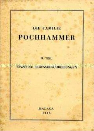 Gedruckte und bebilderte Genealogie und Familienchronik der Familie Pochhammer, 2. Teil