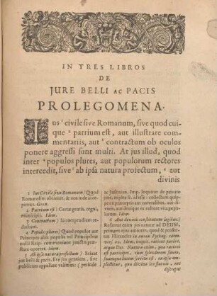 In Tres Libros De Jure Belli Ac Pacis Prolegomena.