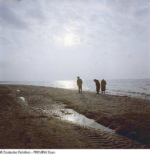 Darß. Drei Spaziergänger am Strand