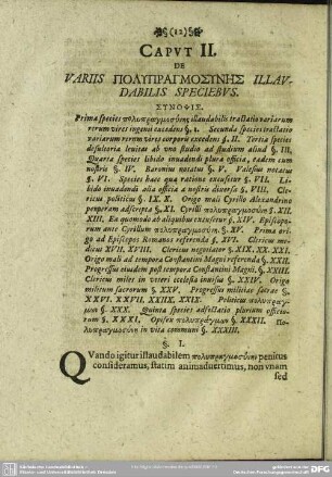 Caput II. De Variis Polypragmosynēs Illaudabilis Speciebus