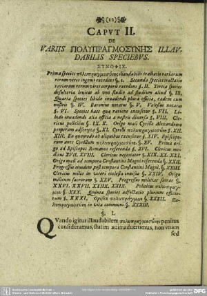 Caput II. De Variis Polypragmosynēs Illaudabilis Speciebus