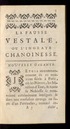 La Fausse Vestale, Ou L'Ingrate Chanoinesse. Novelle Galante