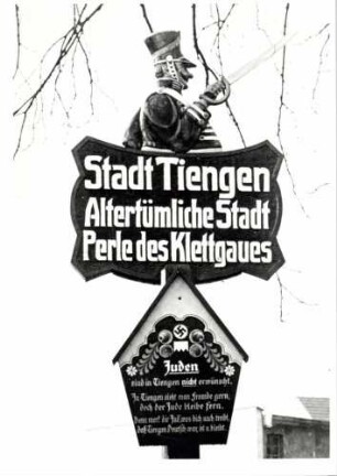 Tiengen/Hochrhein, Waldshut-Tiengen, WT; Ortsschild mit antisemitischer Propagandatafel