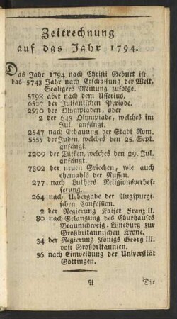 Zeitrechnung auf das Jahr 1794