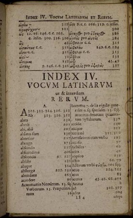 Index IV. Vocum Latinarum ut & interdum Rerum.