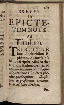 Breves In Epictetum Notae Ad Titulum