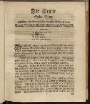 Erstes Blatt. [24.03.1740]