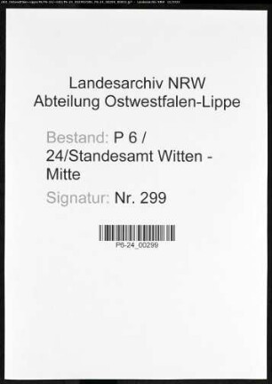 Sterberegister Standesamt Witten-Mitte