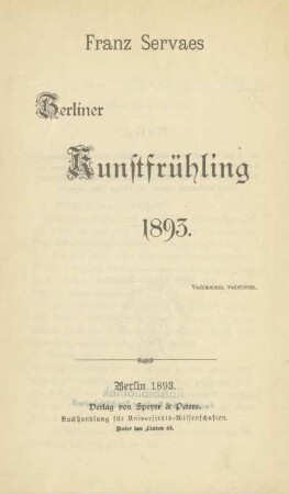 Berliner Kunstfrühling 1893
