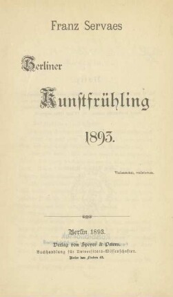 Berliner Kunstfrühling 1893