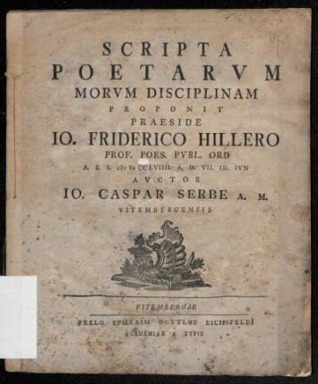 Scripta Poetarvm Morvm Disciplinam