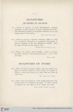 Sculptures en Ivoire (Nr. 65 - 69)