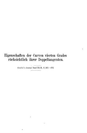 Eigenschaften der Curven vierten Grades rücksichtlich ihrer Doppeltangenten.