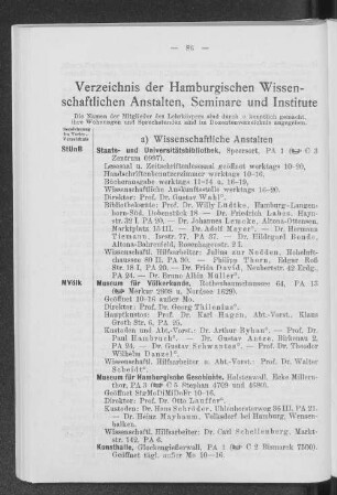 Verzeichnis der Hamburgischen Wissenschaftlichen Anstalten, Seminare und Institute