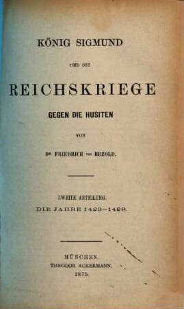 König Sigmund und die Reichskriege gegen die Husiten, 2. Die Jahre 1423 - 1428
