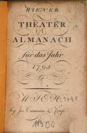 Wiener Theater-Almanach : für das Jahr .... 1795, 1795