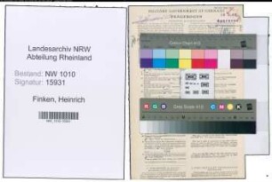 Entnazifizierung Heinrich Finken , geb. 17.11.1897 (Chemiker)