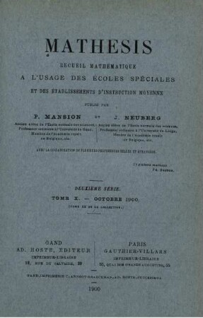 DEUXIÈME SÈRIE. TOME X. - OCTOBRE 1900.