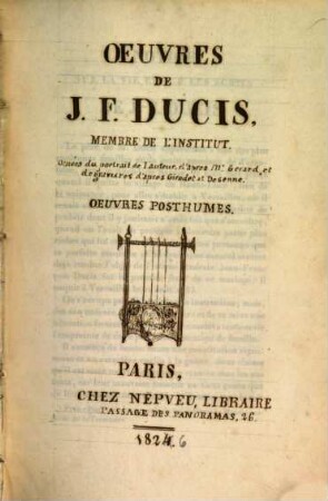 Oeuvres posthumes de J. F. Ducis
