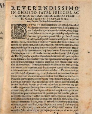 De Avgvstissimo Evcharistiae Sacramento Et Sacrificio Theologica Disputatio