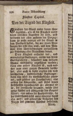 Fünftes Capitel. Von der Tugend der Klugheit.