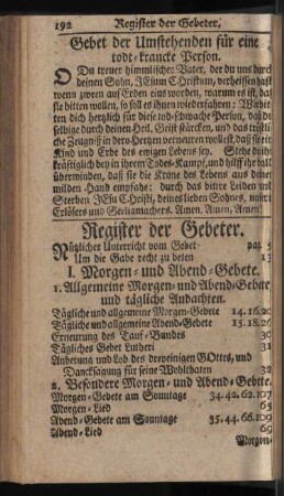 Register der Gebeter