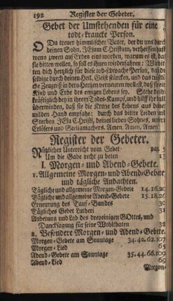 Register der Gebeter