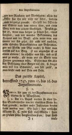 Das zwölfte Kapitel, betreffend 1747. vom 10. bis 16. des Augustmonats
