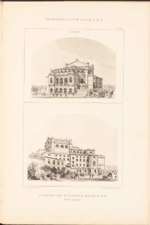 Sammelmappe hervorragender Konkurrenzentwürfe, Stadttheater für Halle/Saale, H. 9, Berlin 1885: Projekt II, Perspektivische Ansichten