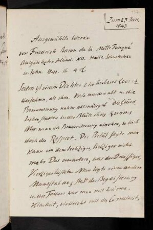 137r-140v, Zum 23. Jan. 1843. Ausgewählte Werke...