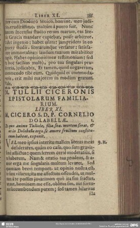 Liber XI. M. Cicero S. D. P. Cornelio Dolabellae