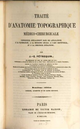 Traité d'Anatomie topographique médico-chirurgicale ...