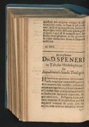 Ex Praefatione Dn. D. Speneri in Tabulas Hodosophicas De Impedimentis Studii Theologici.