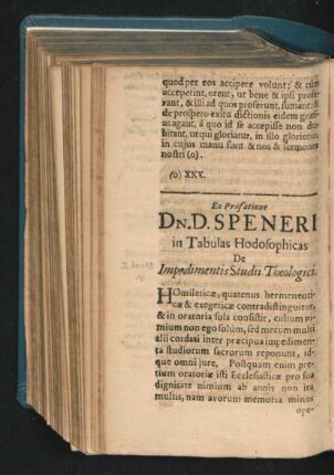 Ex Praefatione Dn. D. Speneri in Tabulas Hodosophicas De Impedimentis Studii Theologici.